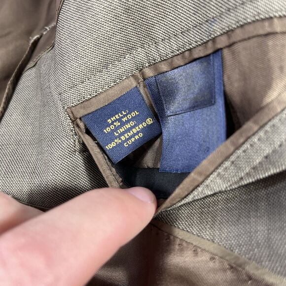 BROOKS BROTHERS BLAZER APPROX MENS 44 BEIGE BROWN TWO BUTTON WOOL SINGLE BREAST - Picture 10 of 12